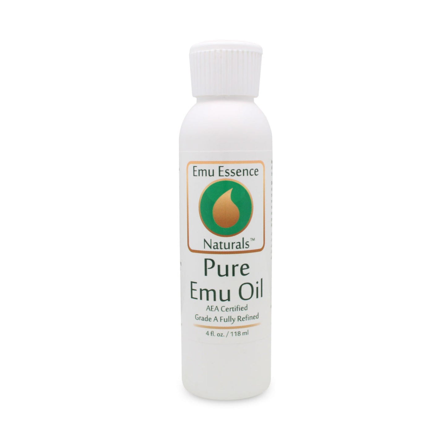 4oz Bottle of Emu Essence Naturals Pure Emu Oil on a white background