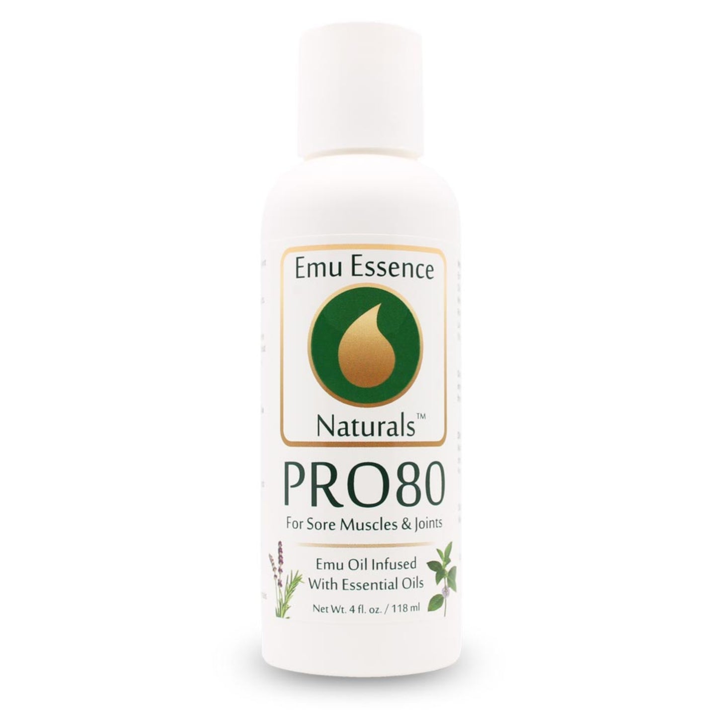Emu Essence Naturals PRO80 4oz bottle on a white background
