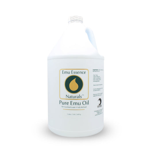 1 Gallon Bottle of Emu Essence Naturals Pure Emu Oil on a white background
