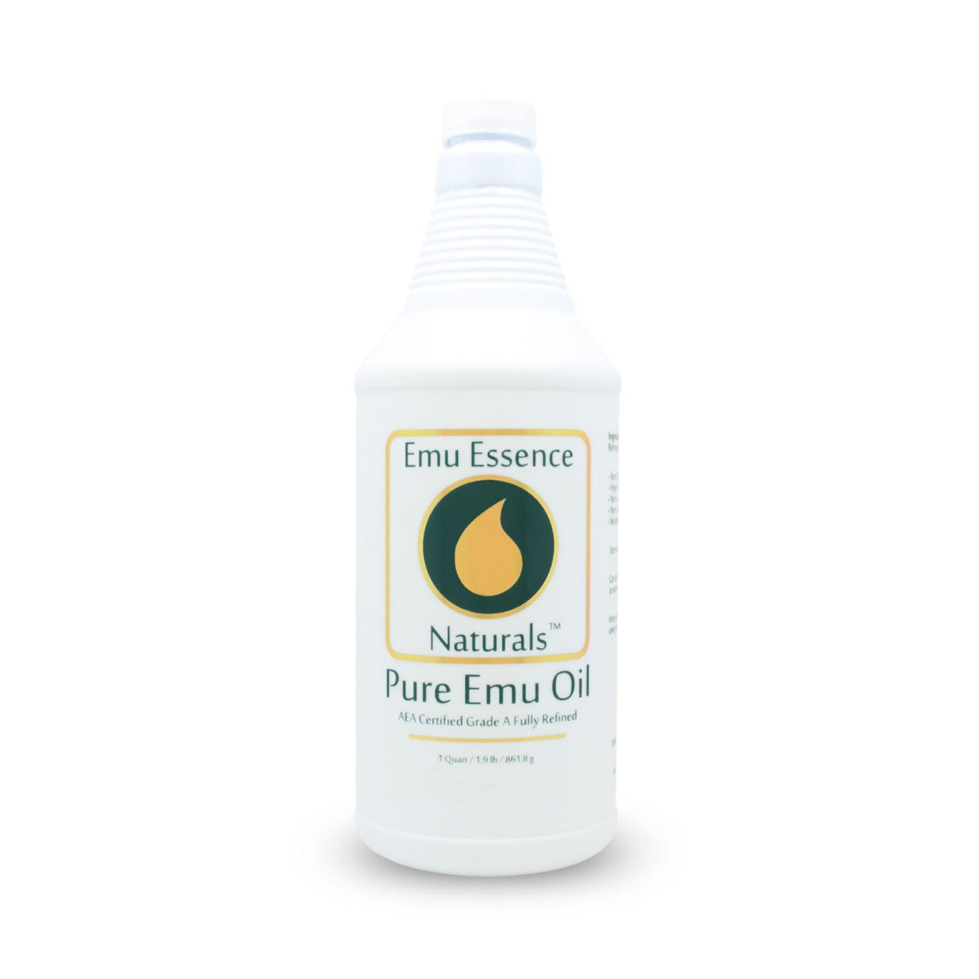 32oz Bottle of Emu Essence Naturals Pure Emu Oil on a white background