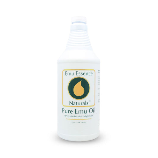 32oz Bottle of Emu Essence Naturals Pure Emu Oil on a white background