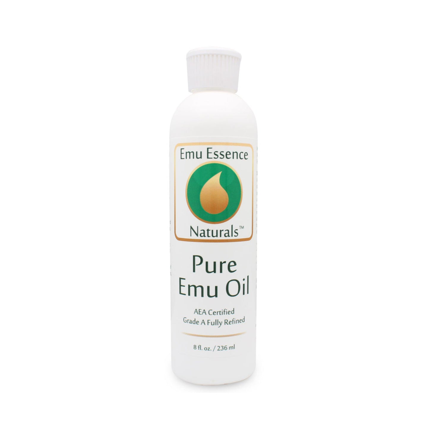 8oz Bottle of Emu Essence Naturals Pure Emu Oil on a white background