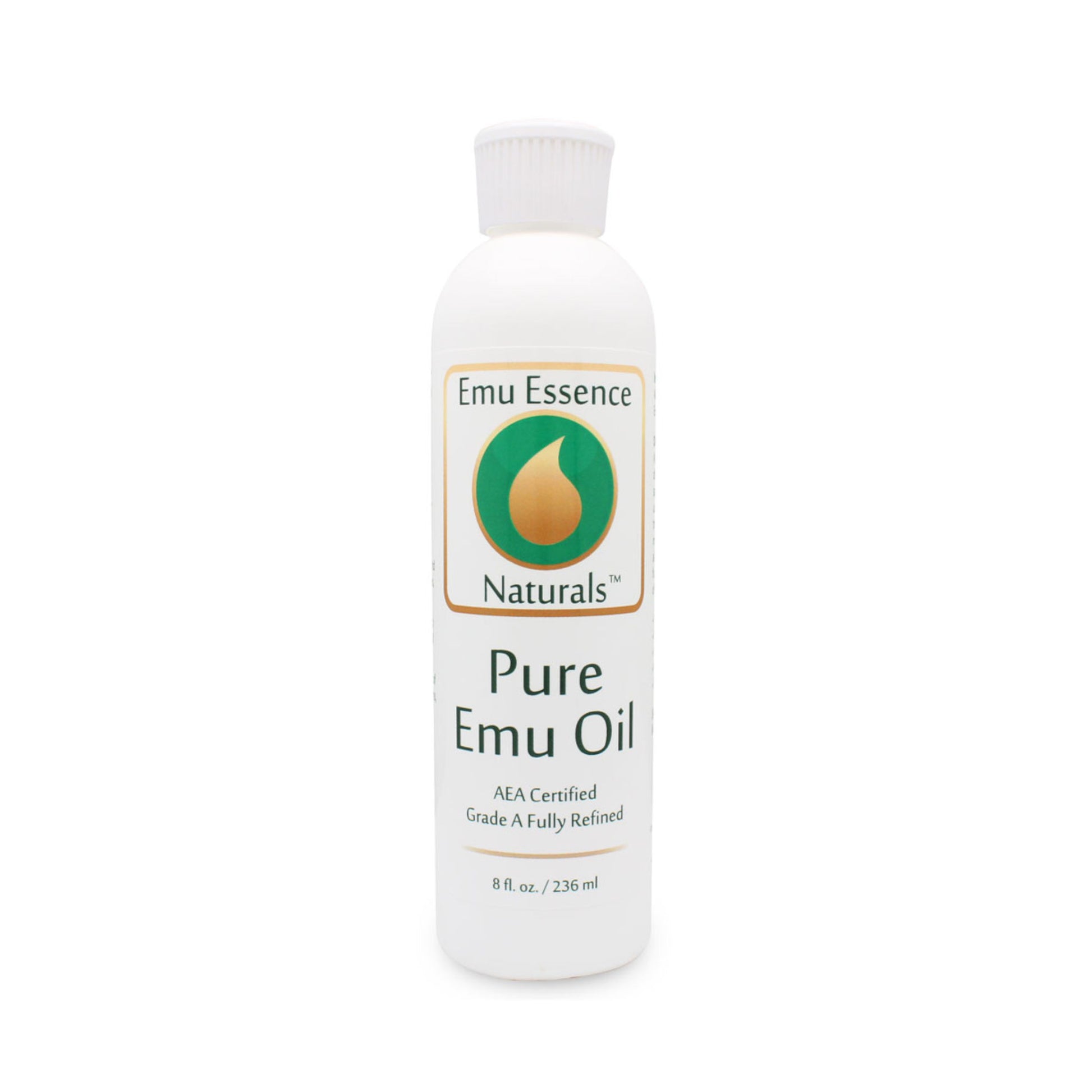 8oz Bottle of Emu Essence Naturals Pure Emu Oil on a white background