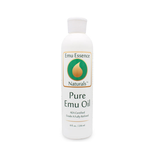 8oz Bottle of Emu Essence Naturals Pure Emu Oil on a white background