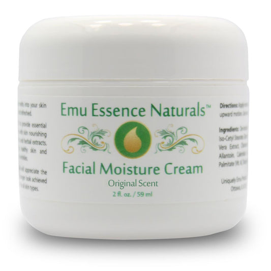 Jar of Emu Essence Naturals Facial Moisture Cream on a white background
