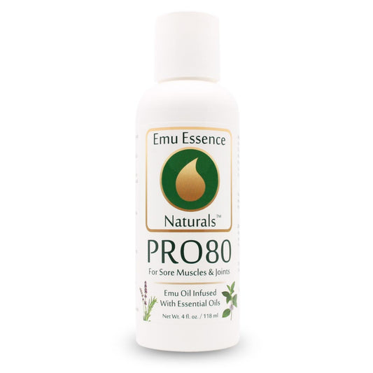 Emu Essence Naturals PRO80 4oz bottle on a white background