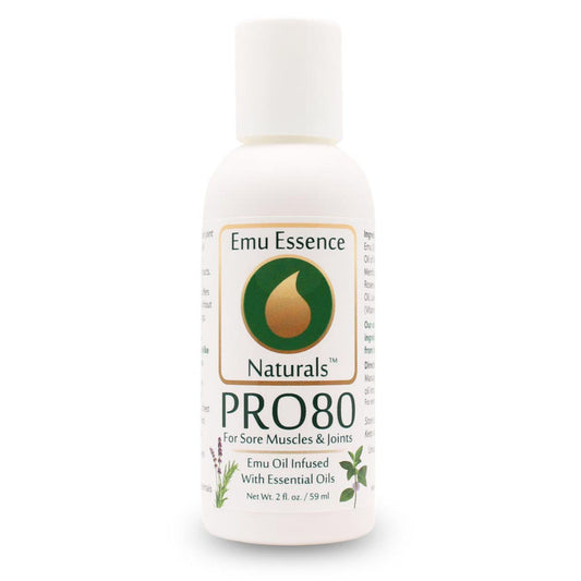 Emu Essence Naturals PRO80 2oz bottle on a white background